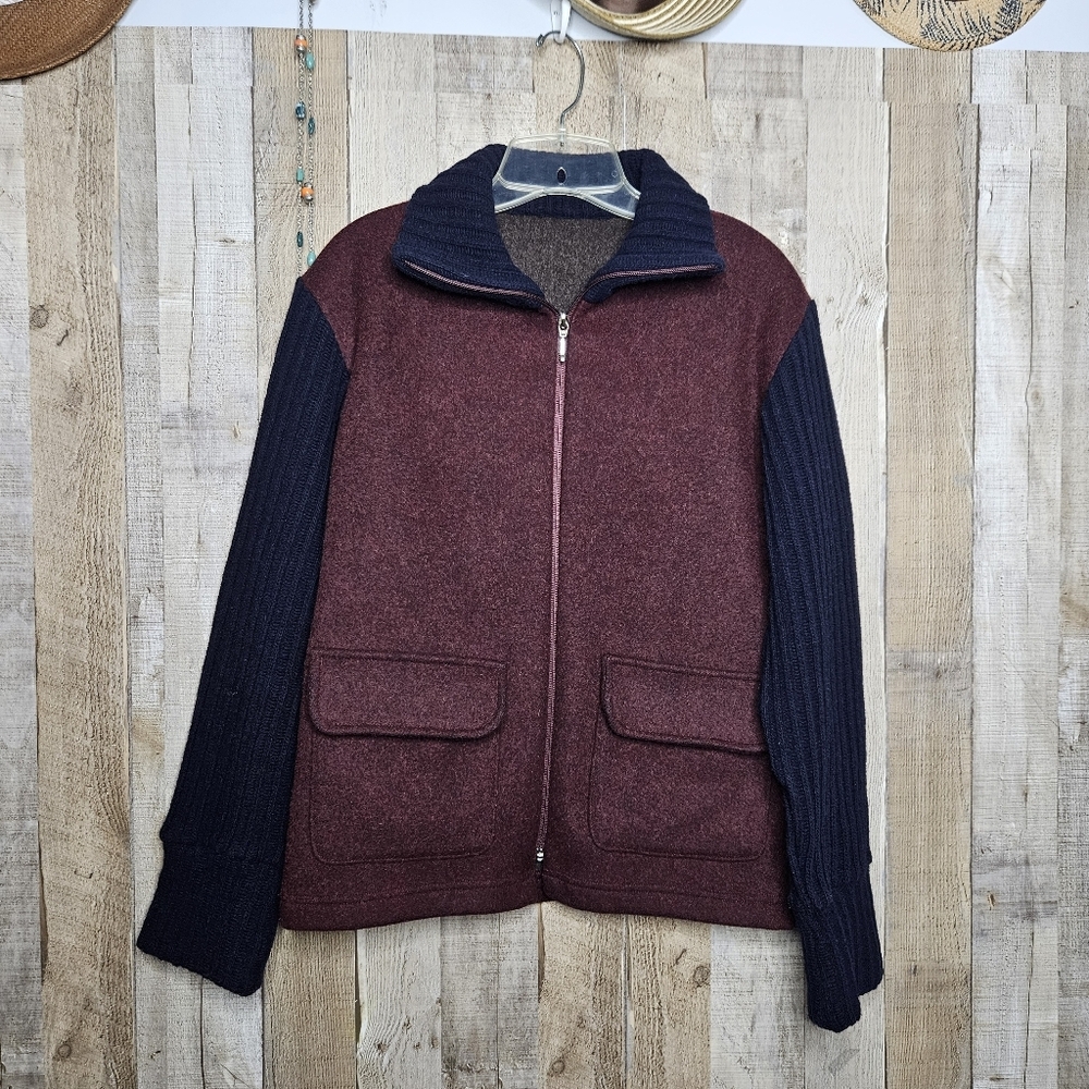 Men's Burgundy and Navy Jacket
